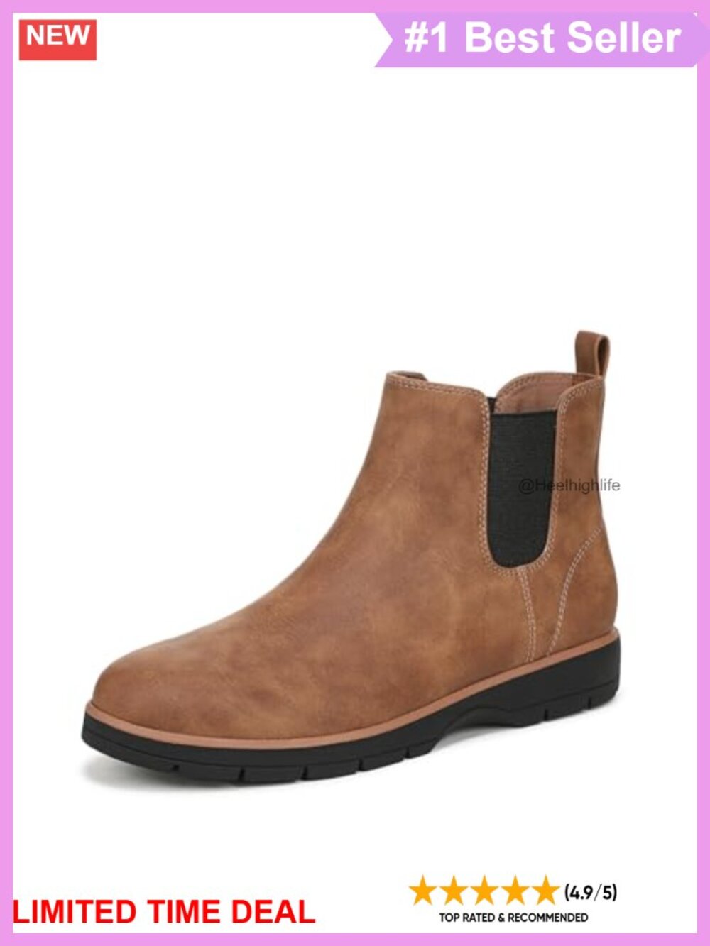 Womens Chelsea Ankle Boots Faux Leather Slip On Comfort Round Toe Booties